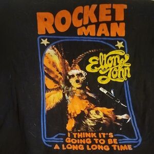 Elton John Rocket Man Black T-Shirt